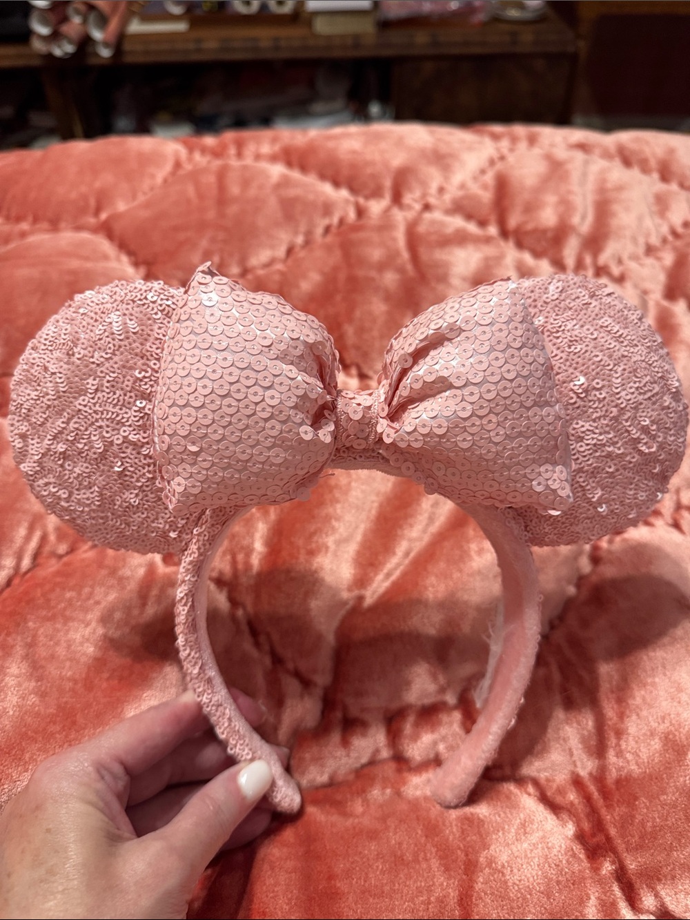 Disney Pink Sequin Minnie Mouse Ears Headband